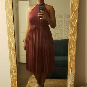 Asos halter pleated midi dress